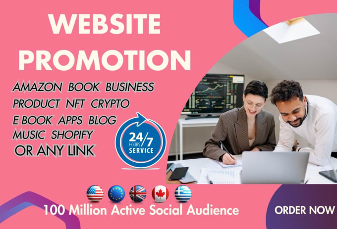 Gig Preview - Promote and advertise your website, nft, crypto, amazon, book on social platform