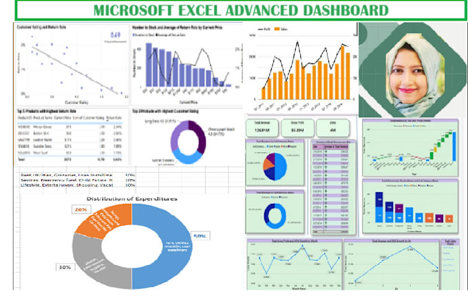 Gig Preview - Do your monthly budget with advanced formula and chart to show excel dashboard