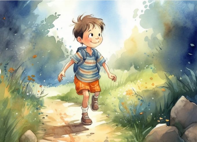 Gig Preview - Design watercolor children book illustration using  photoshop and midjourney