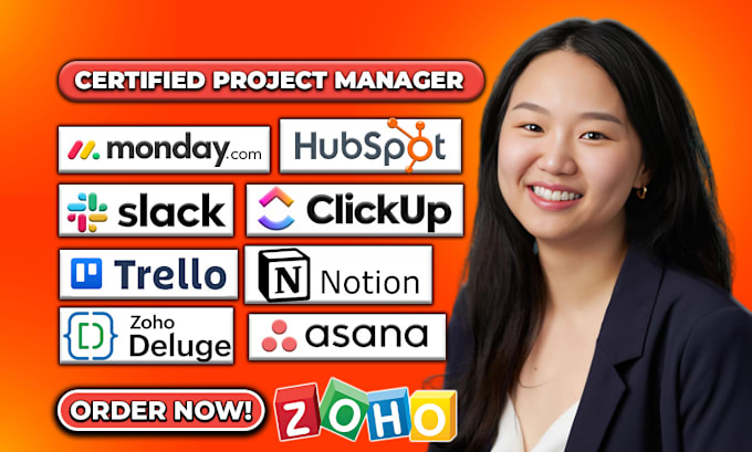 Gig Preview - Do project management on monday, clickup, asana, trello, monday crm, slack, crm