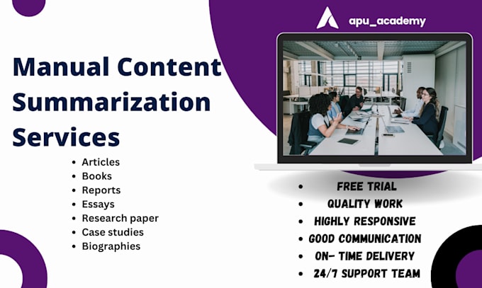 Gig Preview - Manually summarize content, books and plagiarism free