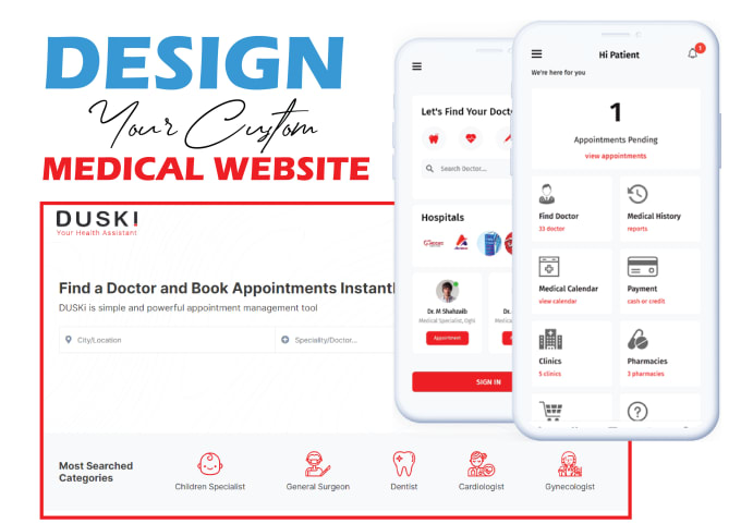 Gig Preview - Design medical, healthcare, dentist, doctor, clinic  and hospital website