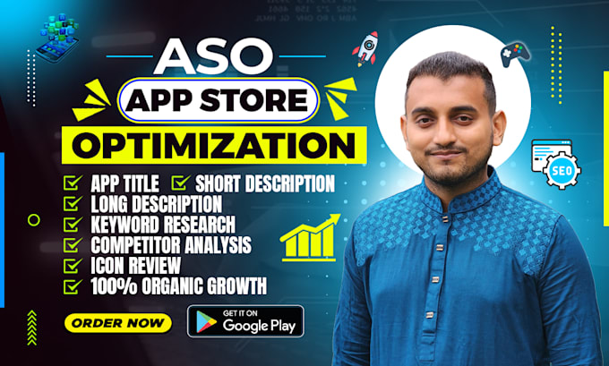 Gig Preview - Do aso for play store app and game app description keyword research