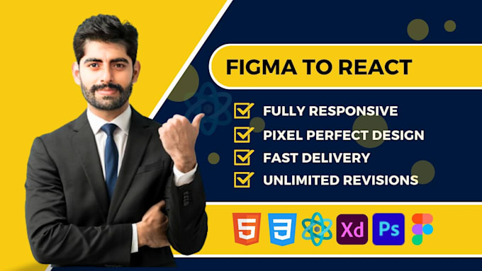 Gig Preview - Convert figma, psd, xd to react js, next js responsive website design