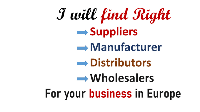 Gig Preview - Find right suppliers, manufacturers and distributors in europe and uae