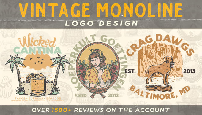 Gig Preview - Create vintage monoline logo design for brand identity