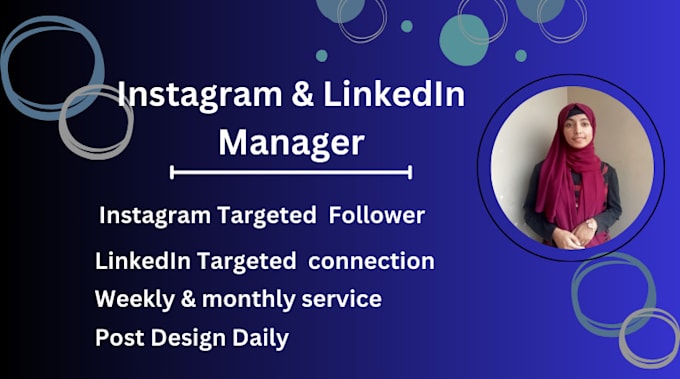 Gig Preview - Be your linkedin manager and  instagram follower growth and content creator