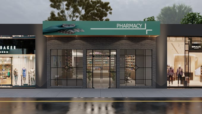 Gig Preview - Design and 3d render of clinic and pharmacy