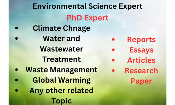 Gig Preview - Research about environmental sciences and climate change related projects