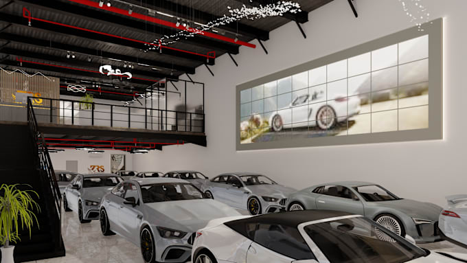 Gig Preview - Do 3d interior design car showroom, care and display center