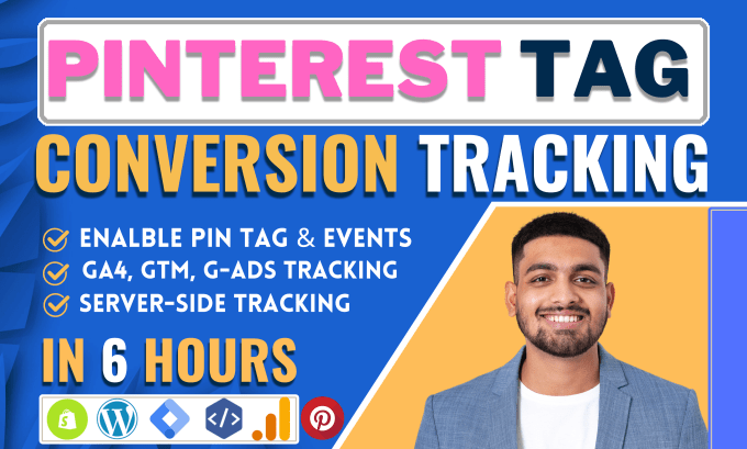 Gig Preview - Setup pinterest tag, pixel, ga4 ecommerce tracking with server side tracking