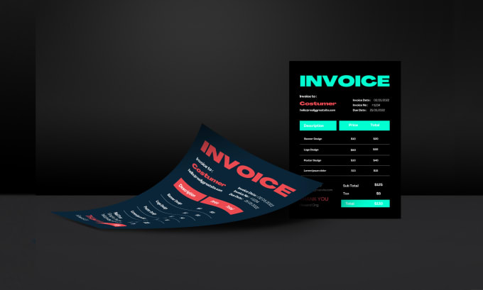 Gig Preview - Create excel invoice template, custom invoice design and letterhead design