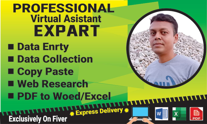 Gig Preview - Do virtual assistant, data entry, copy paste, web research