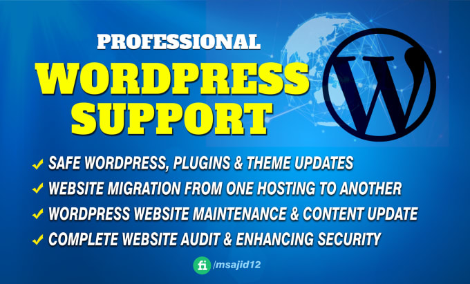 Gig Preview - Do wordpress support, maintenance and wordpress website development