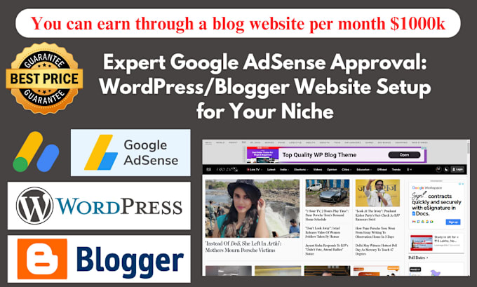 Bestseller - full setup google adsense approval for your niche website