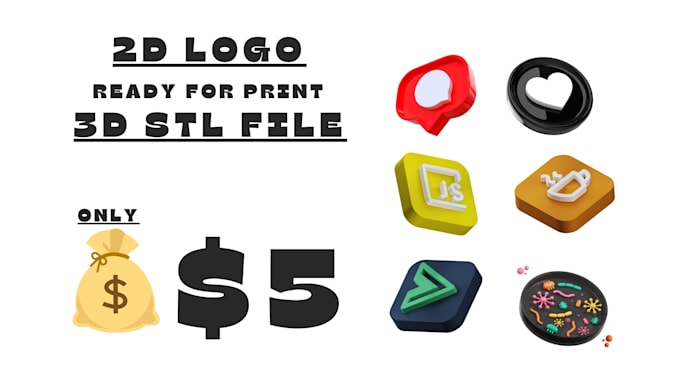 Gig Preview - Convert your 2d logo to 3d printing in stl file