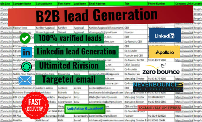 Gig Preview - Do b2b lead generation, linkedin lead generation, prospect email list building