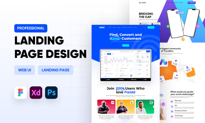 Bestseller - design professional modern landing page design figma xd