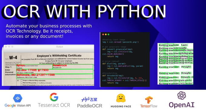 Gig Preview - Perform ocr with python on images, text and documents