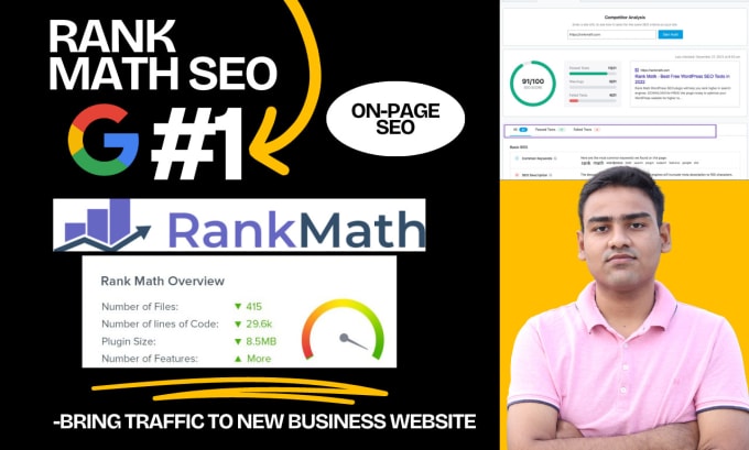 Gig Preview - Wordpress onpage seo with rankmath and score 90 plus in on page optimization