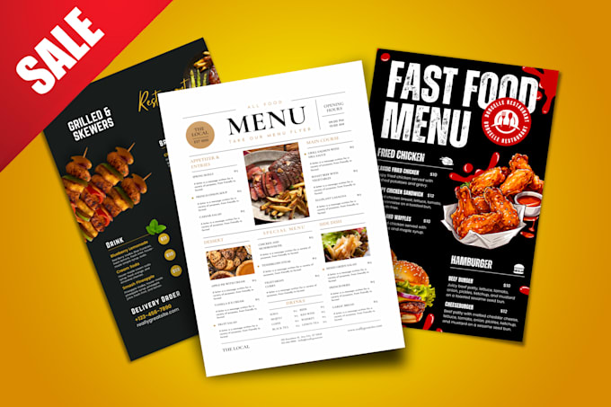 Gig Preview - Design restaurant menu, food menu price list bar cafe menu flyer digital TV menu