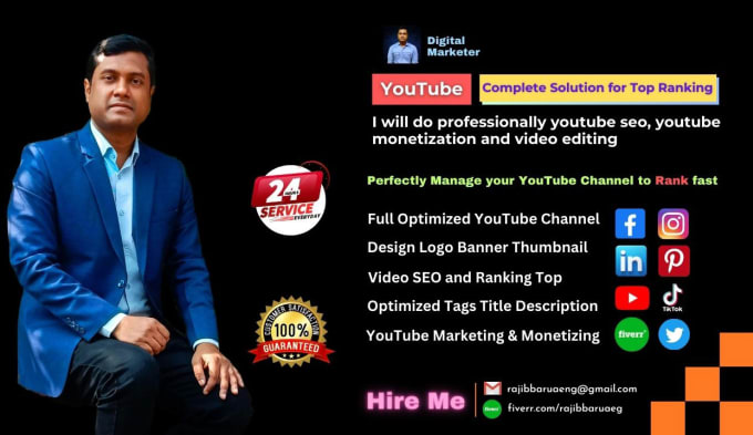 Gig Preview - Be the best youtube manager for video SEO promotion and marketing