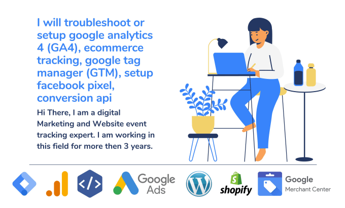 Gig Preview - Setup google analytics 4, ecommerce tracking, gtm, facebook pixel conversion api