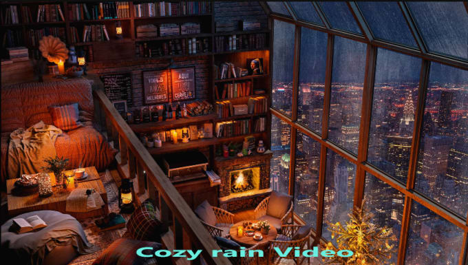 Gig Preview - Create best cozy room raining video for your youtube