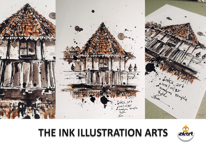 Gig Preview - Create black and white ink and color illustrations