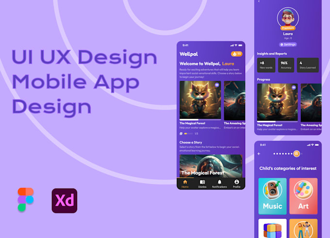 Gig Preview - Design mobile app UI UX designing figma adobe prototype