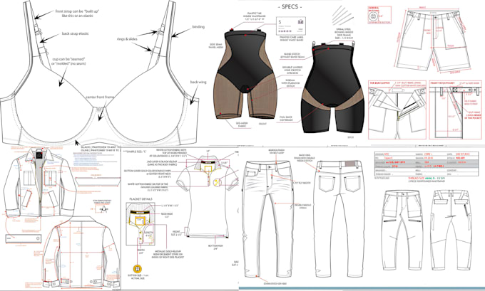 Gig Preview - Design tech pack for denim, jeans, leggings short sports bra, yoga pants, hoodie