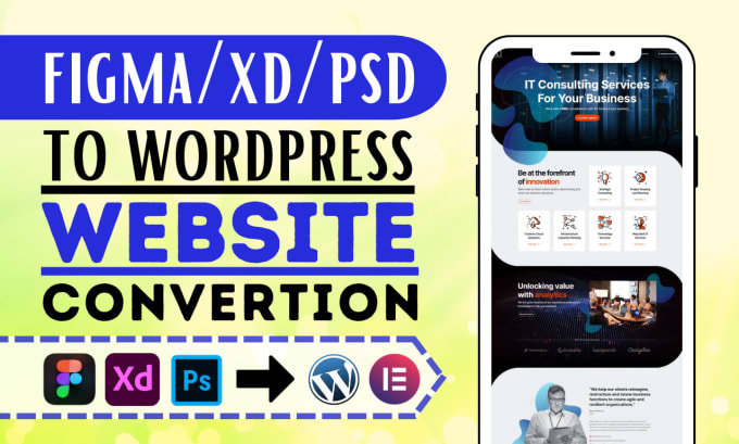 Gig Preview - Convert figma, xd, PSD to wordpress with elementor