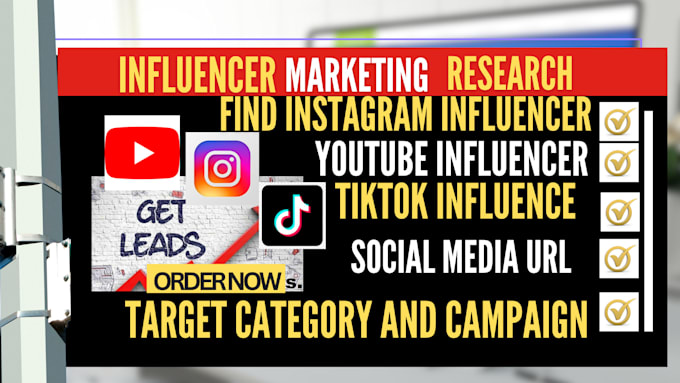 Gig Preview - Find social media influencer instagram email leads influencer marketing research