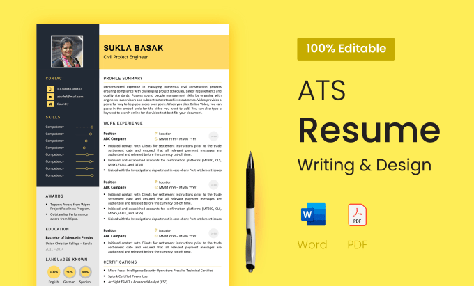 Gig Preview - Write ats resume, cover letter, design portfolio in ms word