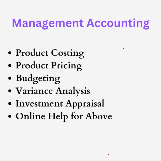 Gig Preview - Do management accounting including budgeting, costing