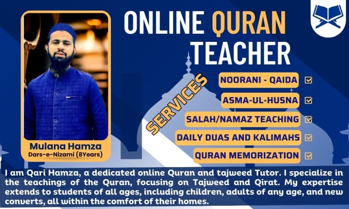 Gig Preview - Be your dedicated quran, nazra, hifz ul quran with tajweed teacher