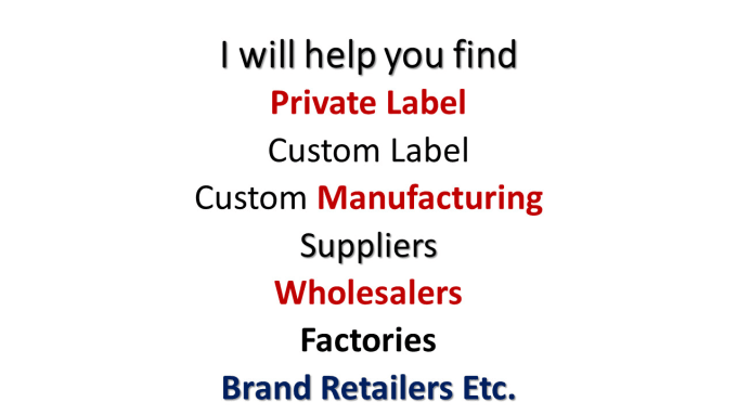 Gig Preview - Help you find private label manufacturers for your product, business