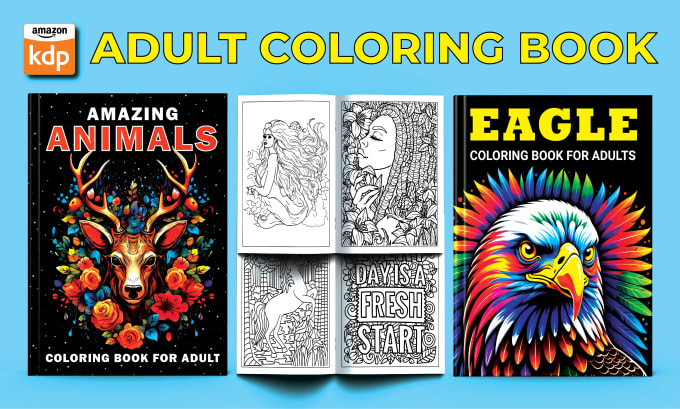 Gig Preview - Design amazon kdp coloring book cover coloring book pages for adults or kids