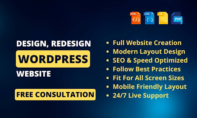 Gig Preview - Design, redesign and do wordpress website development