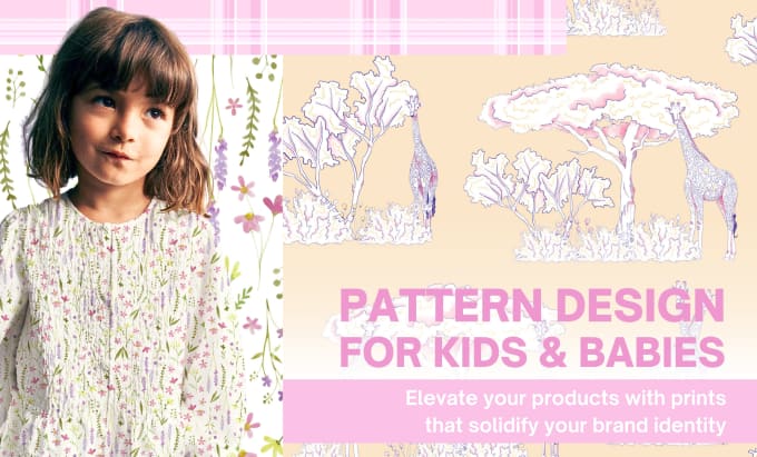 Gig Preview - Design seamless kids and baby pattern for textile print