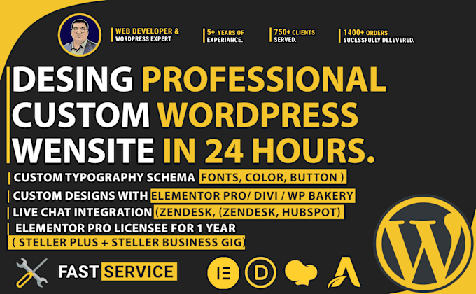 Gig Preview - Design custom wordpress website in 24 hours