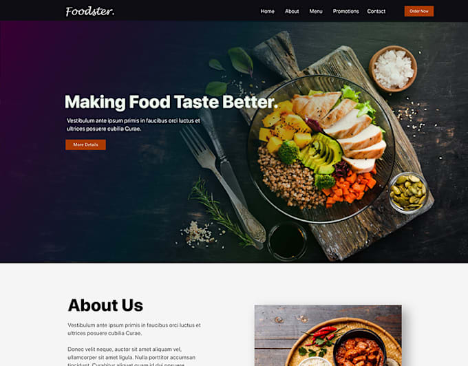 Gig Preview - Create fantastic meals website and restaurant website food website