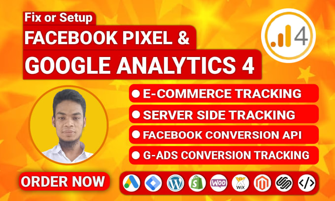 Gig Preview - Setup google analytics 4 ads conversion ga4 ecommerce tracking facebook pixel