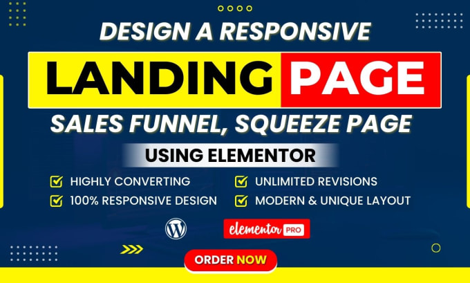 Gig Preview - Create wordpress sales funnel, landing page using elementor pro