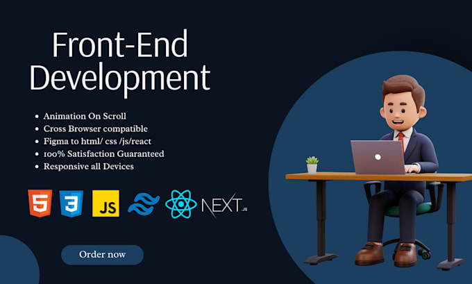 Gig Preview - Be your front end web developer using HTML, CSS, react js