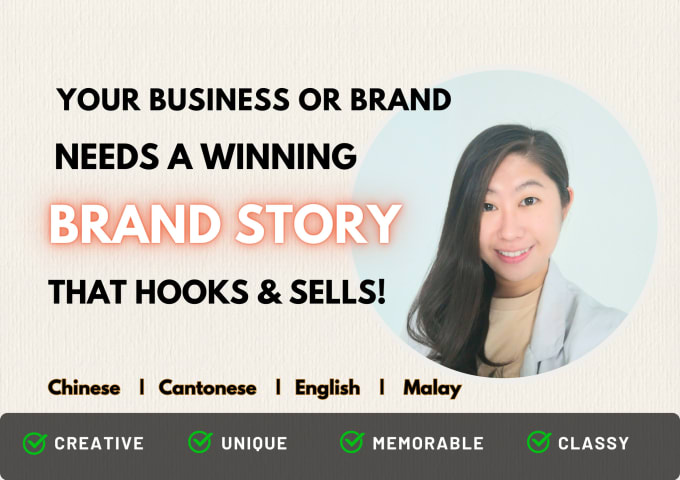 Gig Preview - Craft your brand story in english chinese malay cantonese