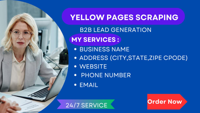 Gig Preview - Do scraping yellow pages to get b2b email list,  and address