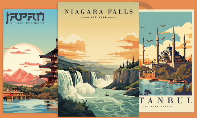 Gig Preview - Create eye catchy retro travel poster