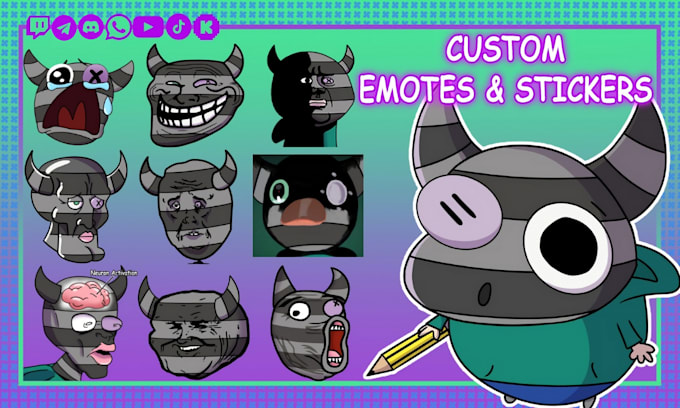 Gig Preview - Create custom anime emotes or stickers for twitch discord