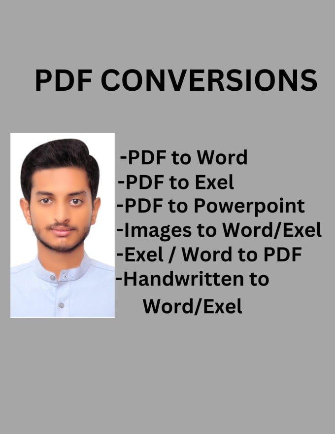 Gig Preview - Convert image or PDF to any file format of choice